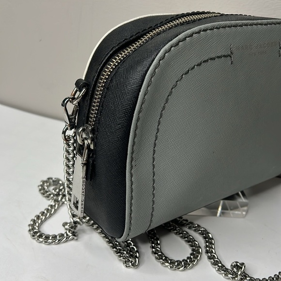 Marc Jacobs Playback Gray Black White Leather Crossbody Zip Shoulder Bag - Picture 2 of 11